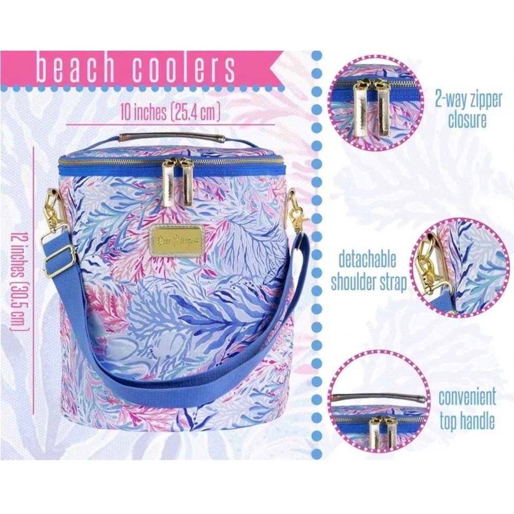 Lilly Pulitzer Insulated Cooler Bag Womens OS Blue Pink‎ Tropical Beachy Preppy